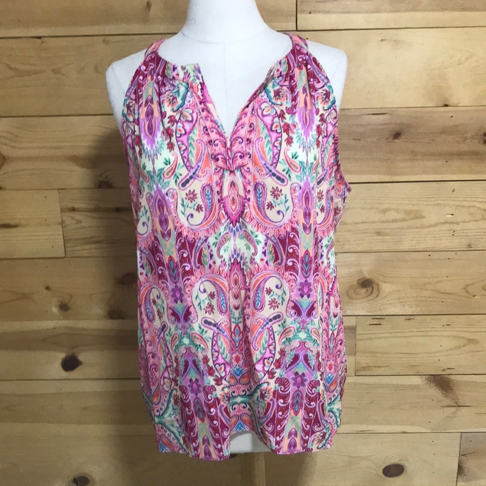 Women's Pink Paisley Sleeveless Tank Top